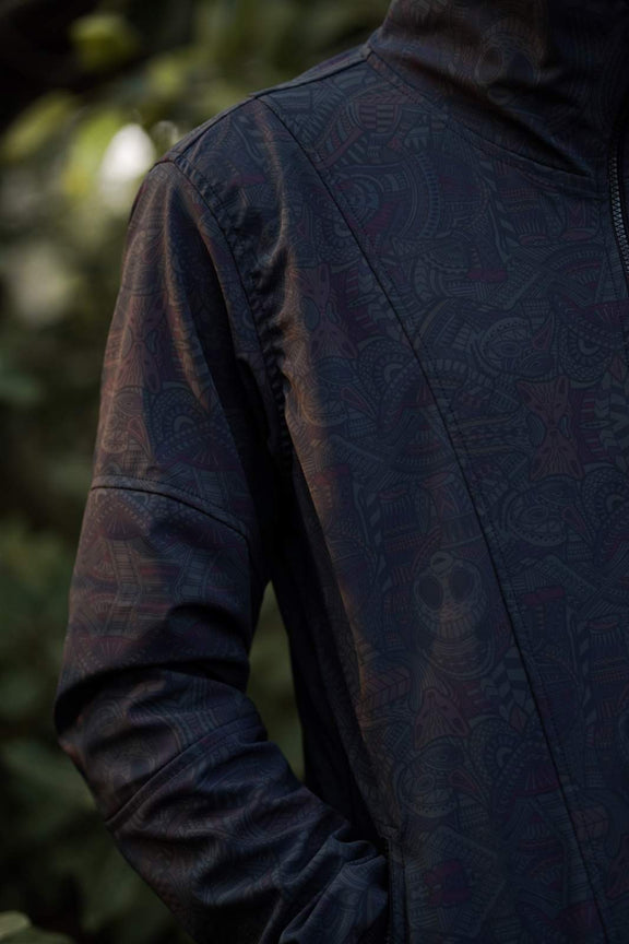 close up dorset psychedelic jacket sleeve and chest pattern