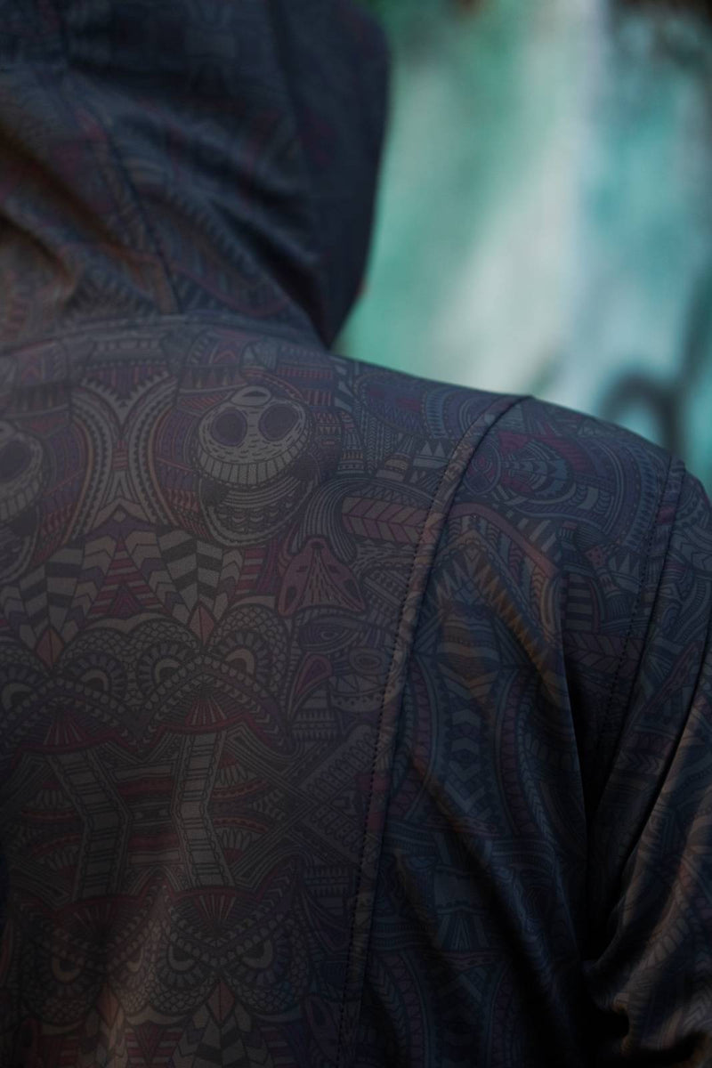 back detail sacred geometry inspired psychedelic jacket print