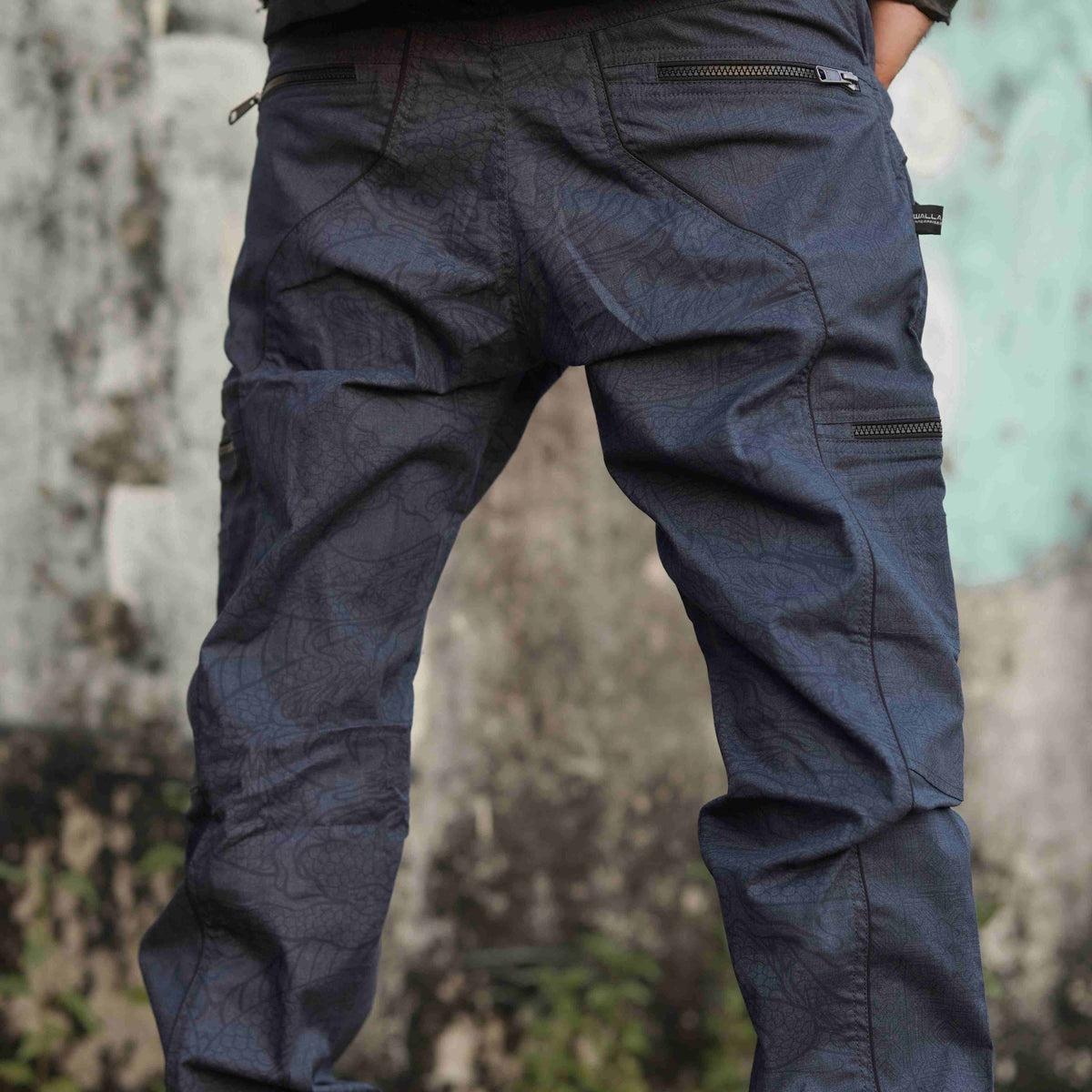 Dragon Codex - Purple Blue NY Men's Utility Cargo Pants | Abstract Print Pants