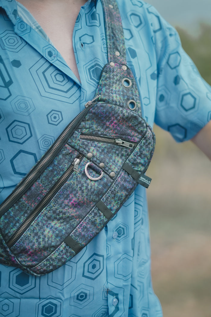 psytrance geometric crossbody bag cotton canvas sling