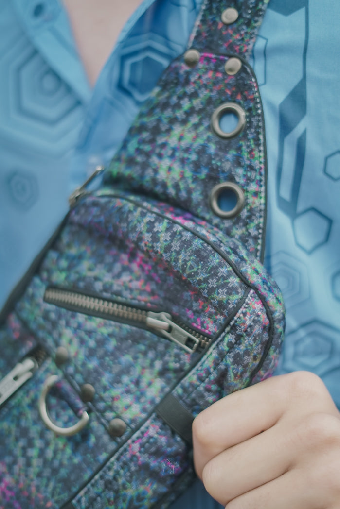 equilibrium geometric crossbody bag psychedelic festival sling bag