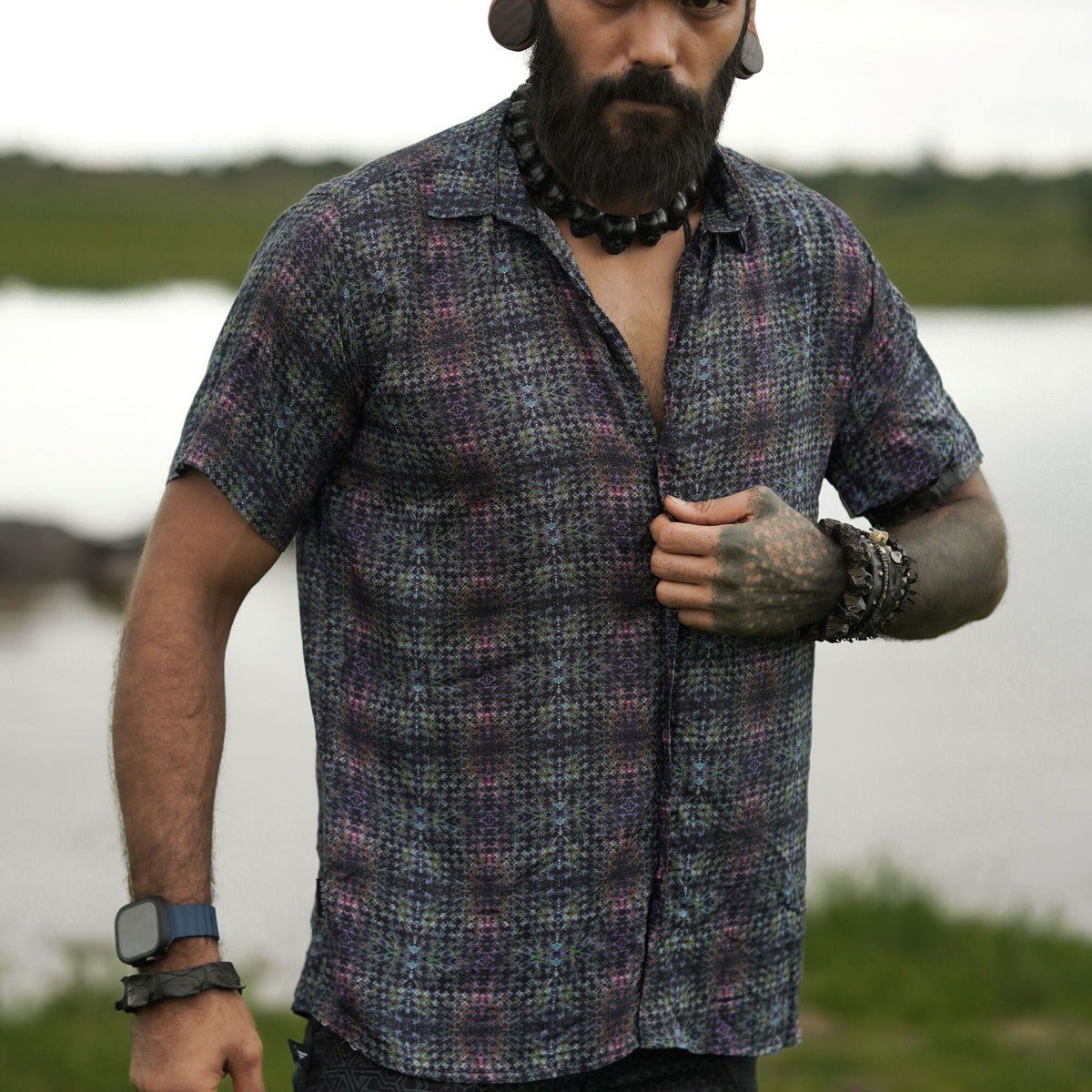 EQUILIBRIUM | Men's Bamboo Shirts | Psychedelic Fractal Pattern Shirt