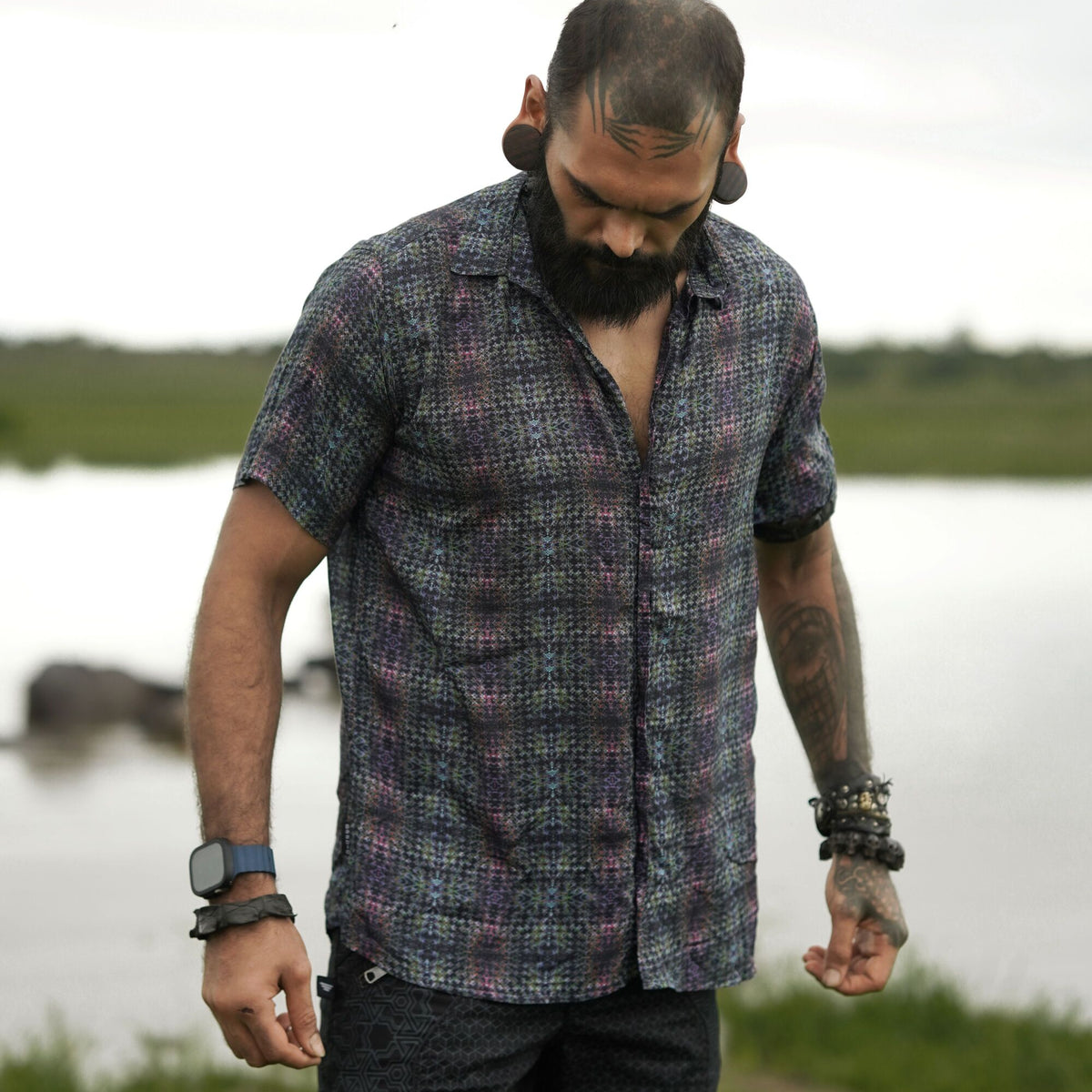 EQUILIBRIUM | Men's Bamboo Shirts | Psychedelic Fractal Pattern Shirt