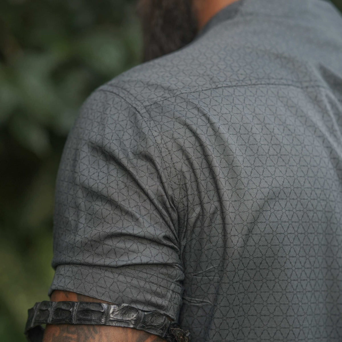 Flower of Life - Screen-print Grey Shirt | Men's Viscose Partywear Shirt