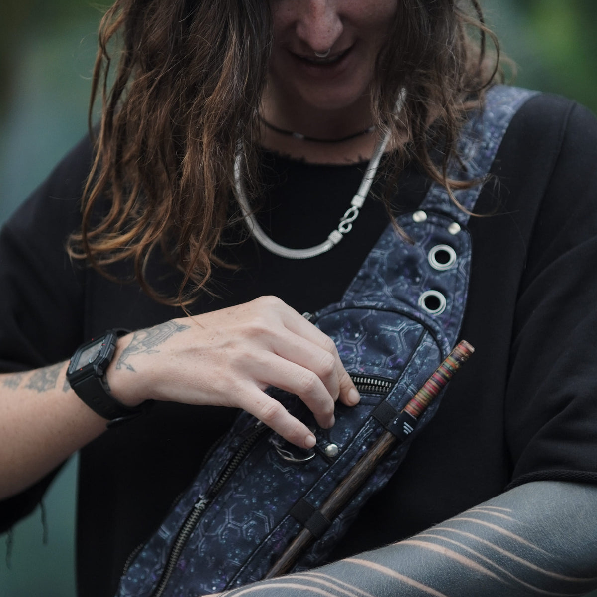 HEXAGON DWELL | Unisex Crossbody Bags | Raver Festival Sling Pouch Bag