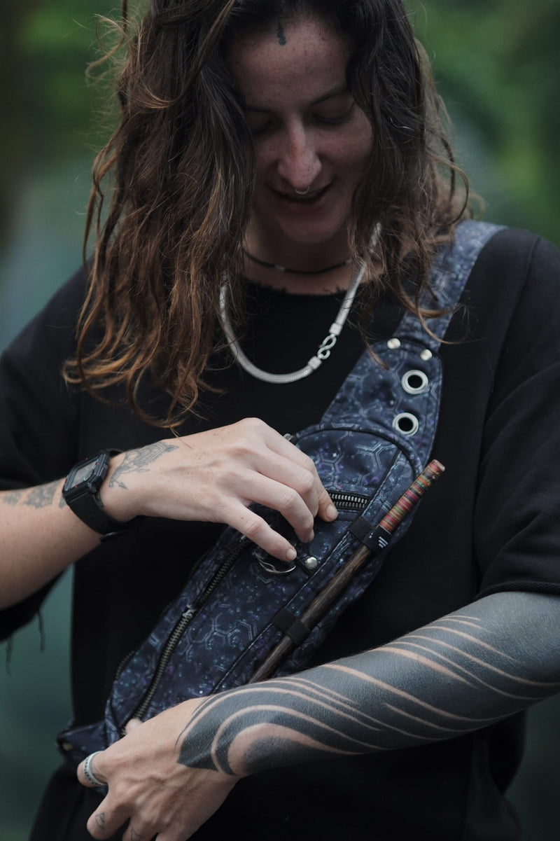 HEXAGON DWELL | Unisex Crossbody Bags | Raver Festival Sling Pouch Bag