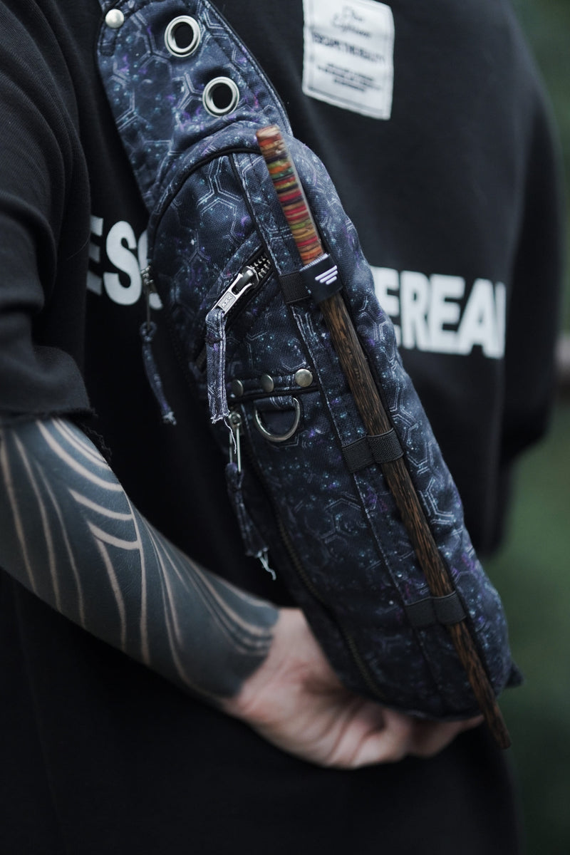 HEXAGON DWELL | Unisex Crossbody Bags | Raver Festival Sling Pouch Bag
