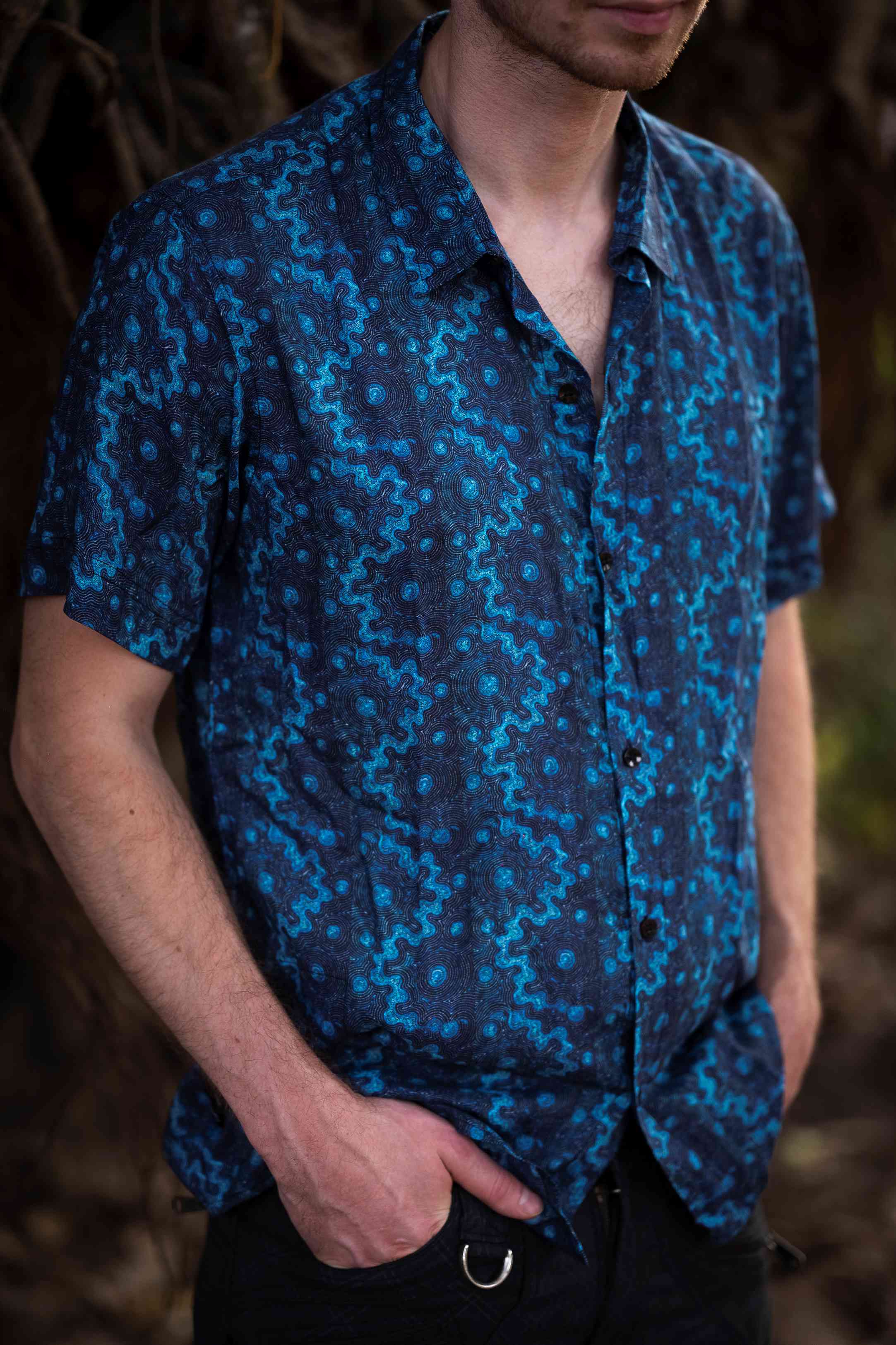 bamboo summer shirt for men – Infinite Fractal front view