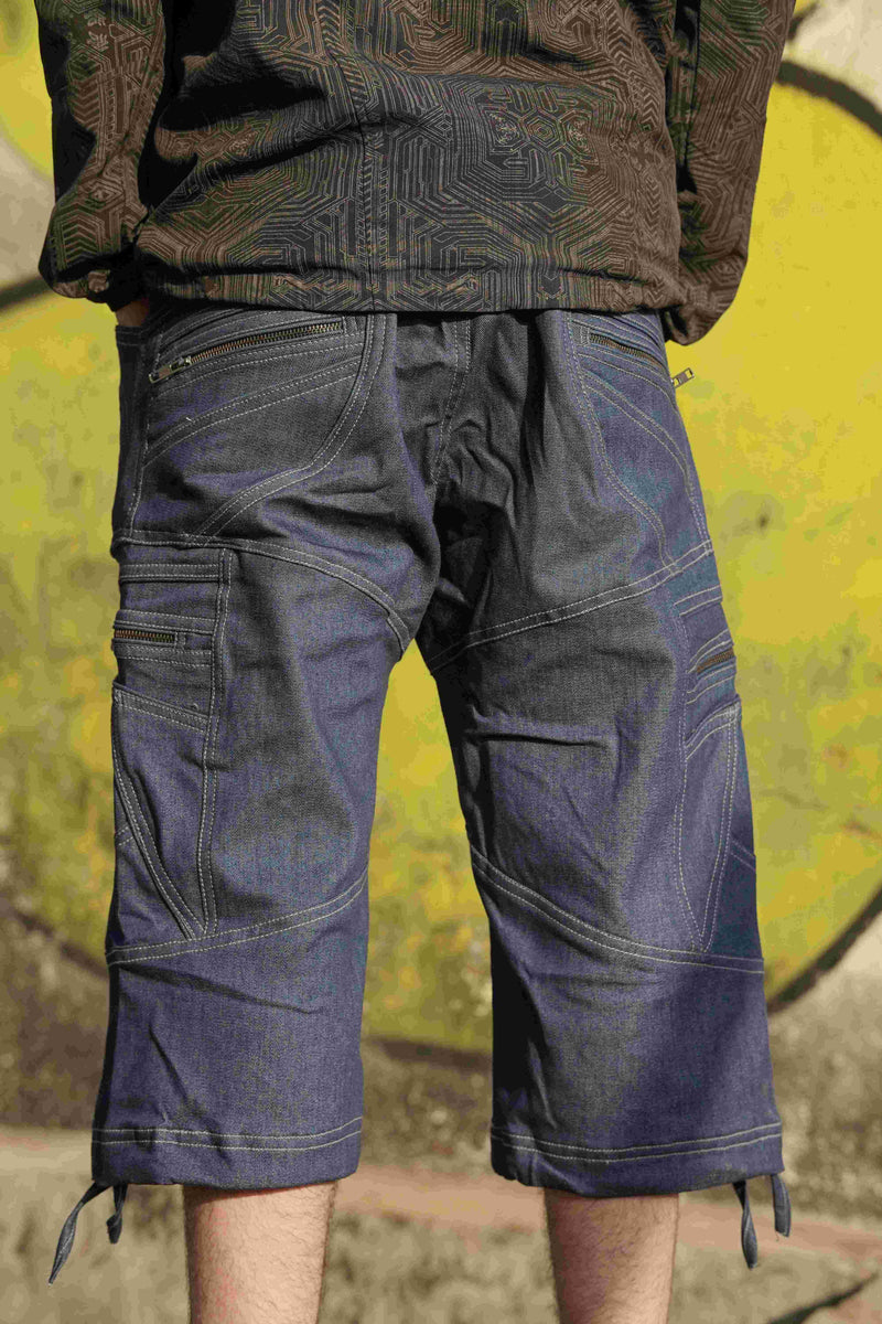 LA - 3/4 Shorts Denim Blue Men's Punk Cargo Shorts