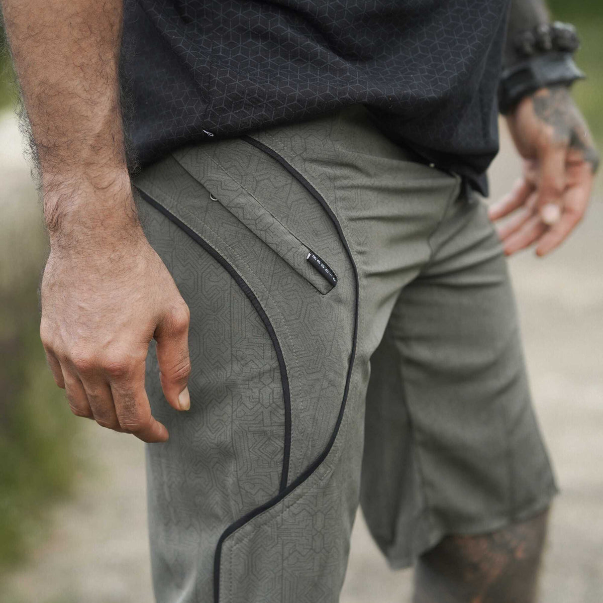 MAGMA CODEX - Artwear Men's Board Shorts | Khaki Cyberpunk Pattern Shorts