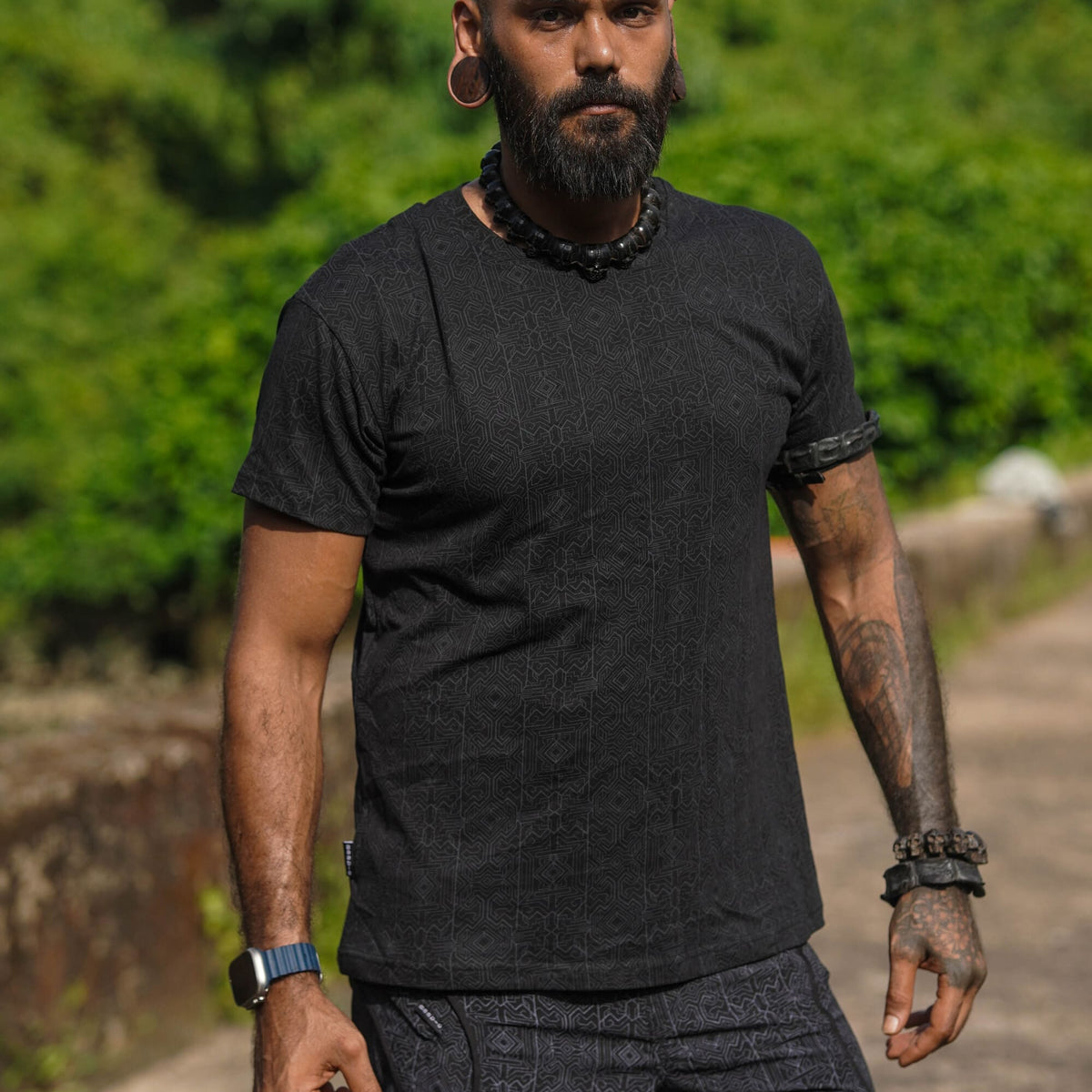 MAGMA CODEX | Black Screen-printed Psychedelic Men's T-shirts
