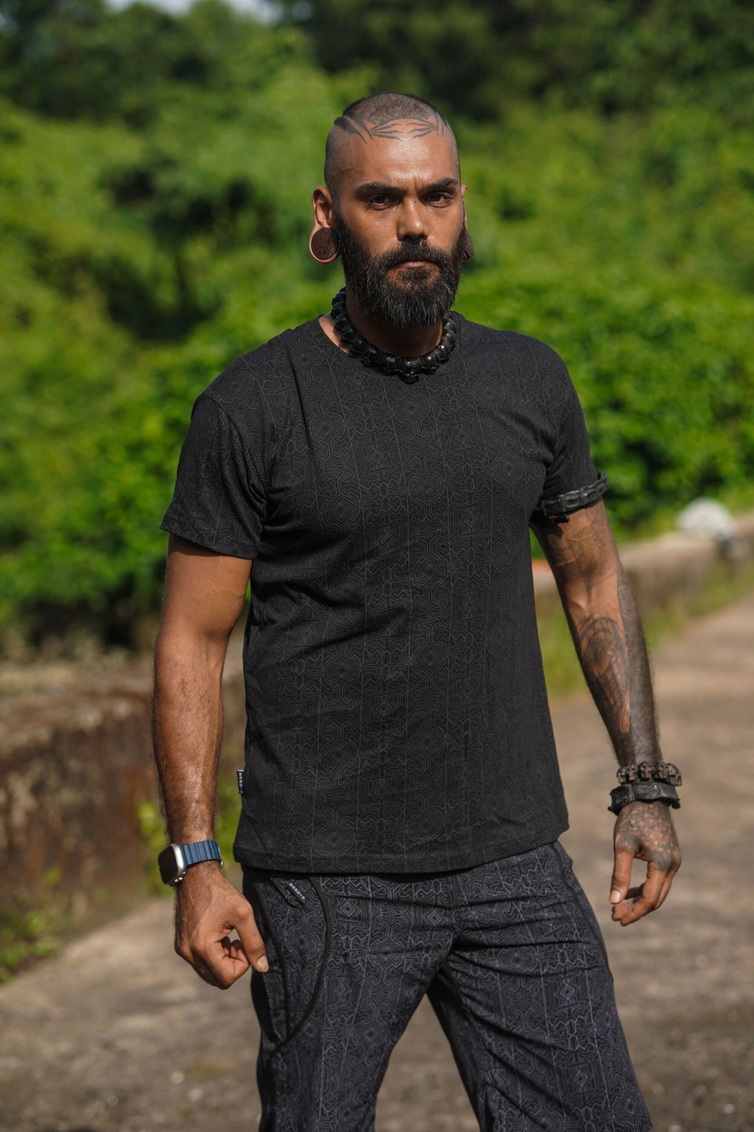 MAGMA CODEX | Black Screen-printed Psychedelic Men's T-shirts