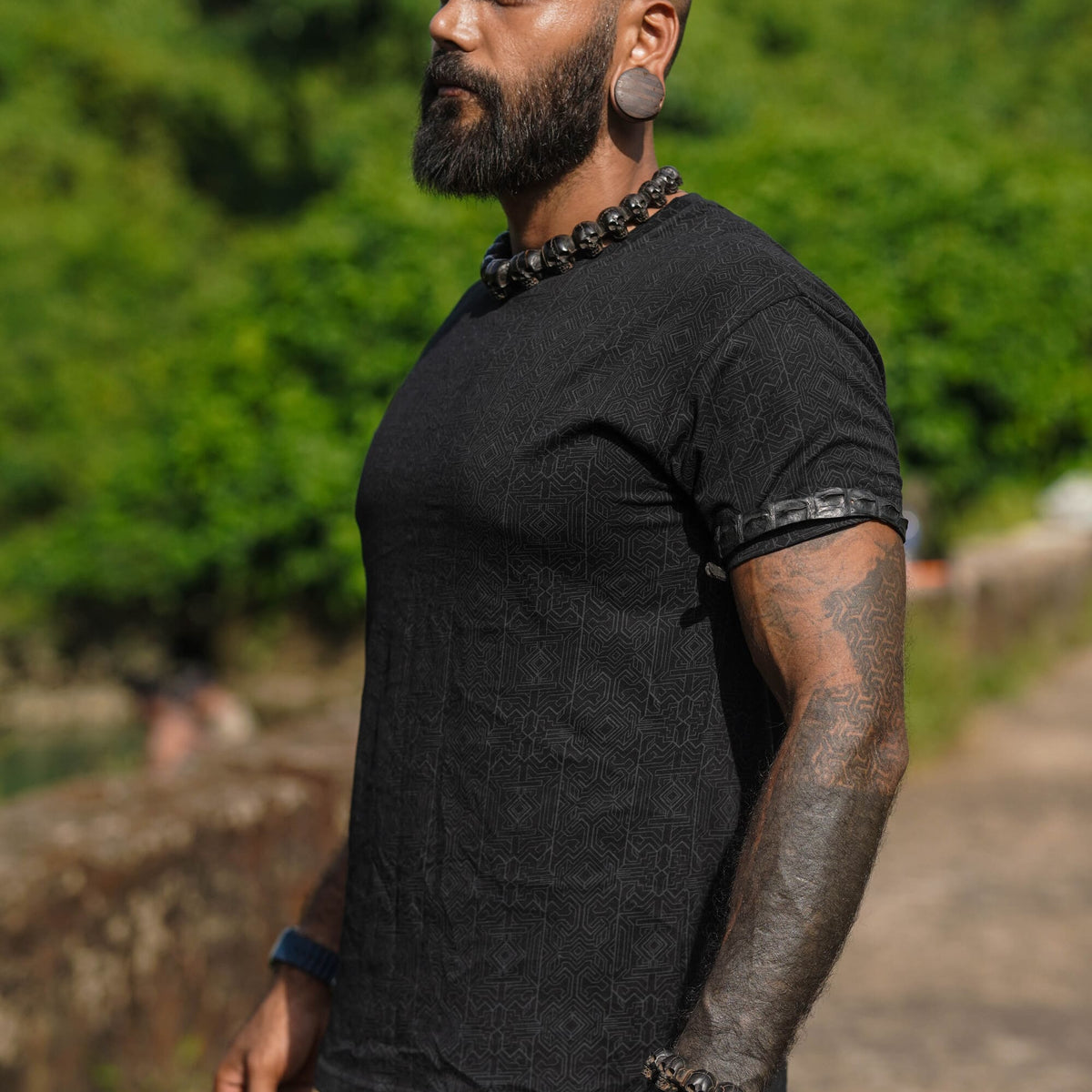 MAGMA CODEX | Black Screen-printed Psychedelic Men's T-shirts