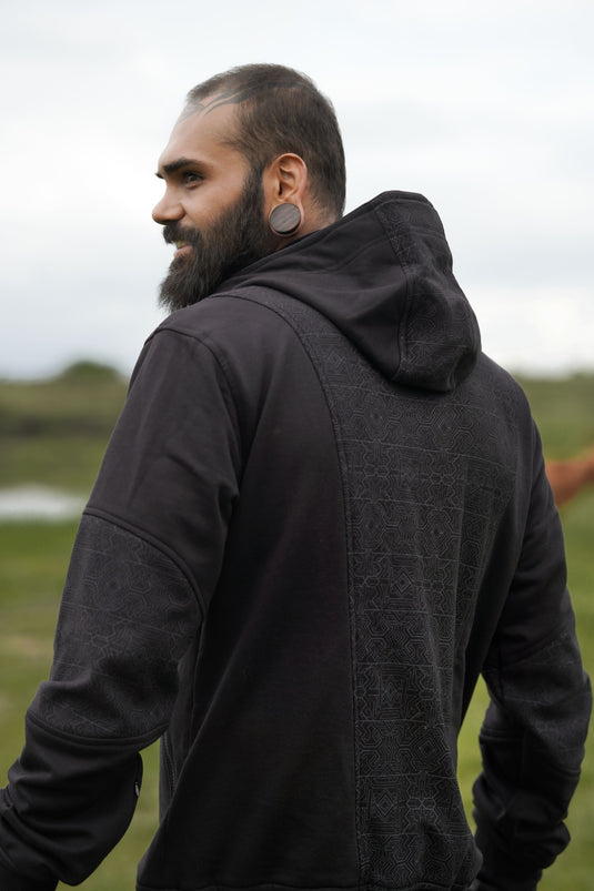 Image MAGMA CODEX Edition | Cotton Fleece Black Hoodies for Men Cyberpunk Pattern