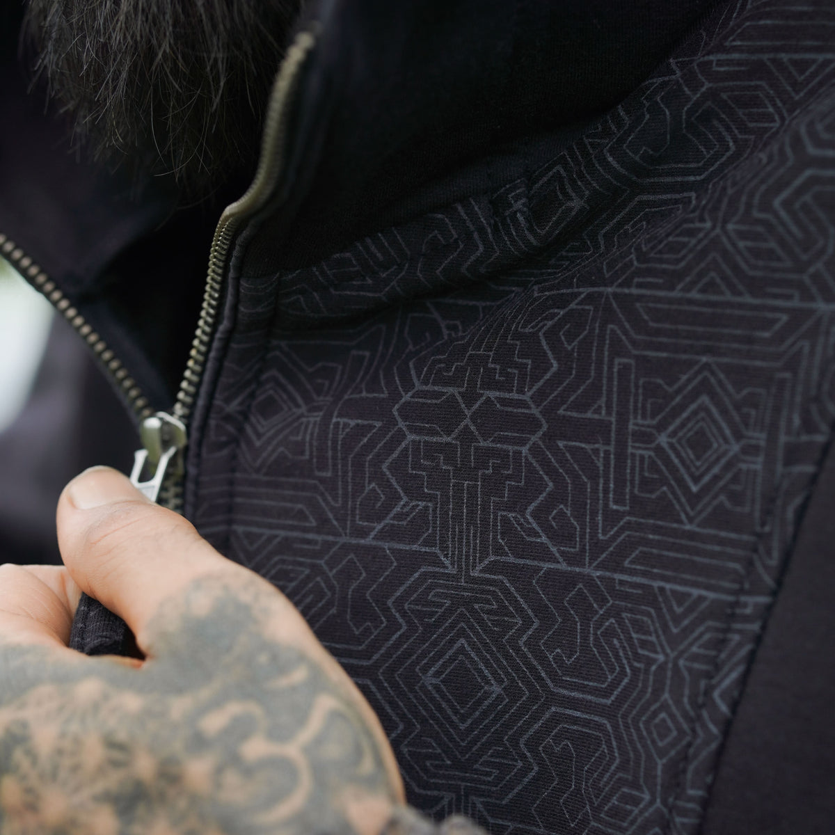 MAGMA CODEX Edition | Cotton Fleece Black Hoodies for Men Cyberpunk Pattern