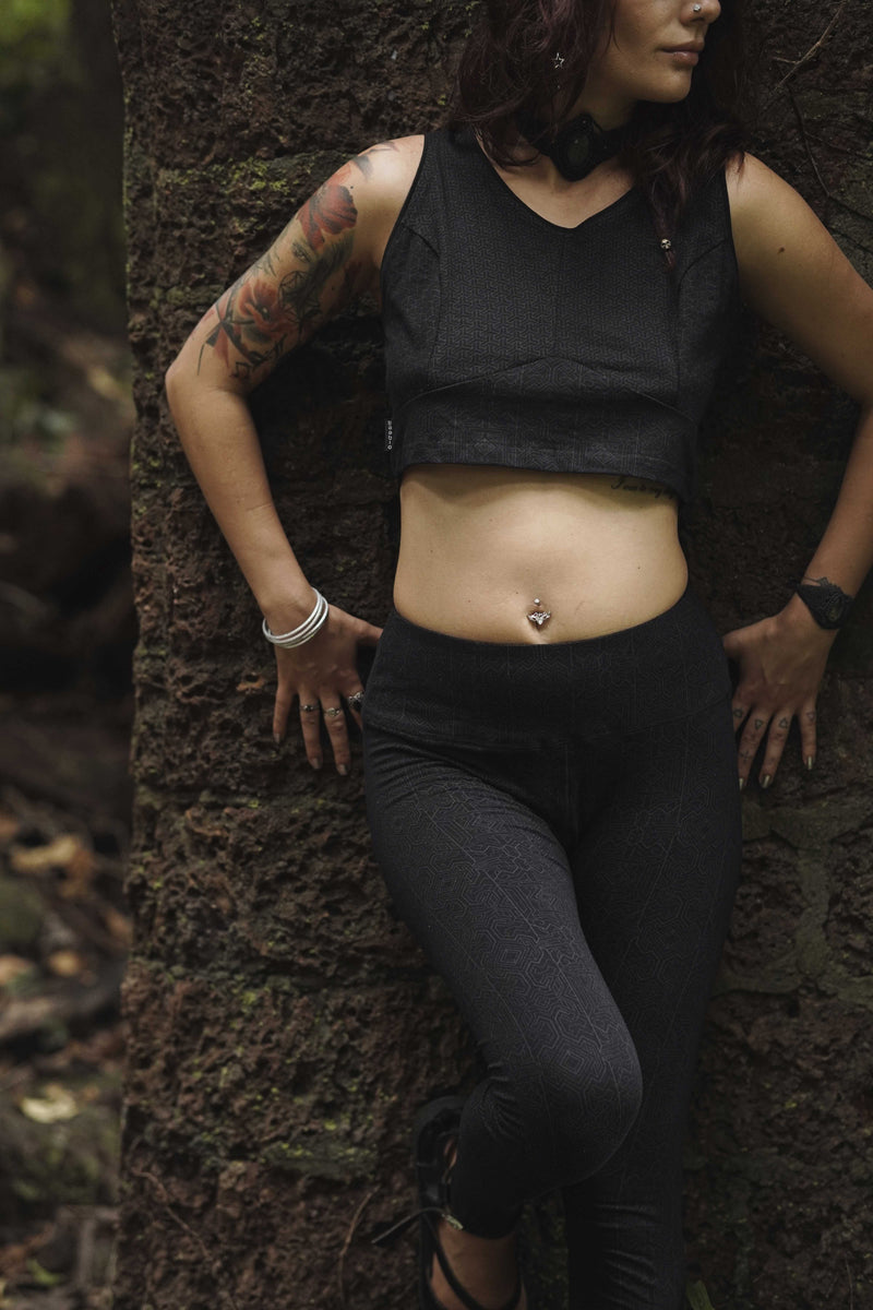 MAGMA CODEX - Black Screen-Printed Organic Cotton Lycra Women's Leggings