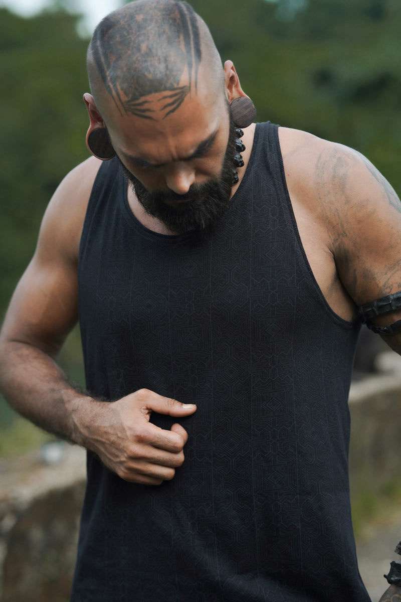 MAGMA CODEX| Black Men's Psychedelic Tank T-shirts