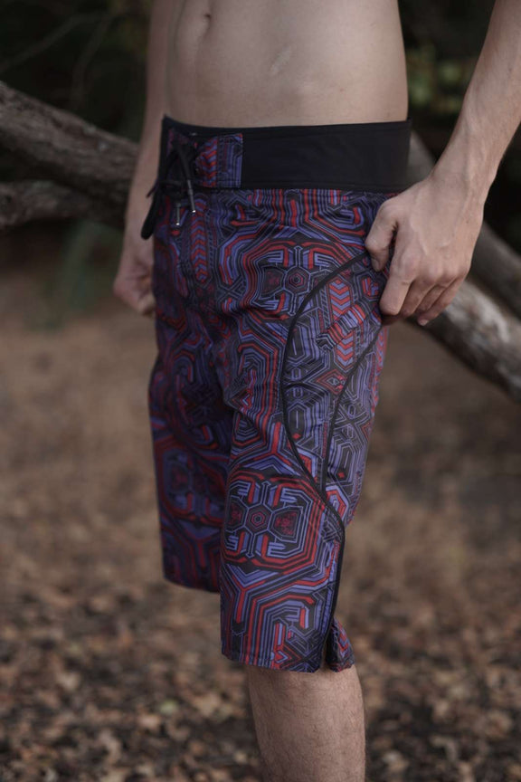 geometric swim shorts men side view festival board shorts