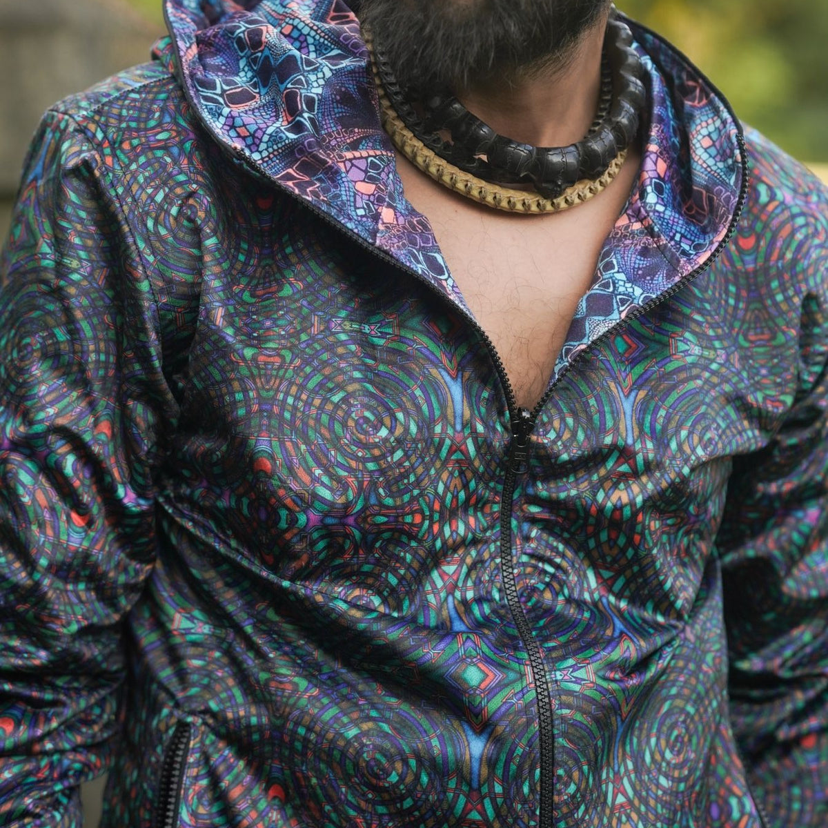 mycedoscope psychedelic jacket close-up pattern detail