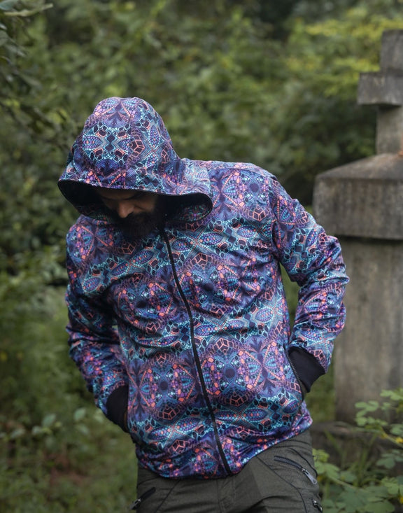 reversible jacket men hooded festival wear full look