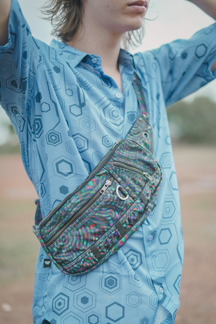 mycelium psychedelic crossbody bag colorful fractal festival sling bag