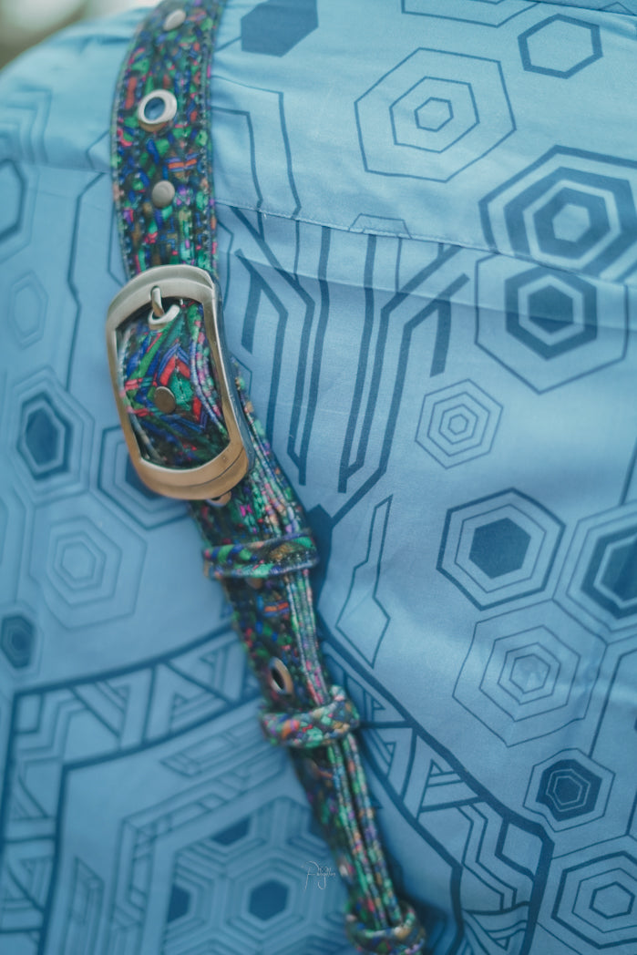 psychedelic sling bag mycelium fractal artwork festival bag with buckle and adjustable strap