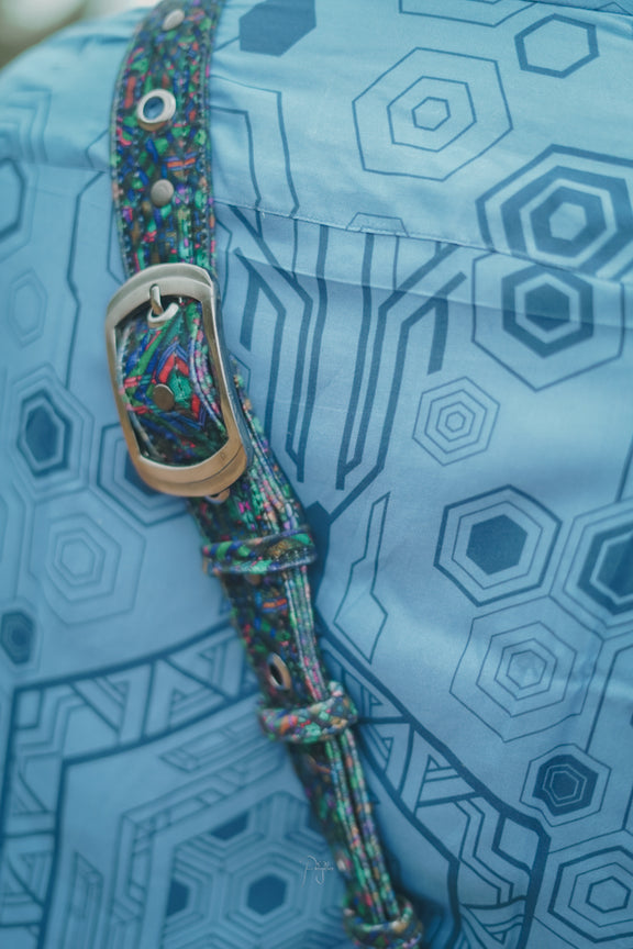 psychedelic sling bag mycelium fractal artwork festival bag with buckle and adjustable strap