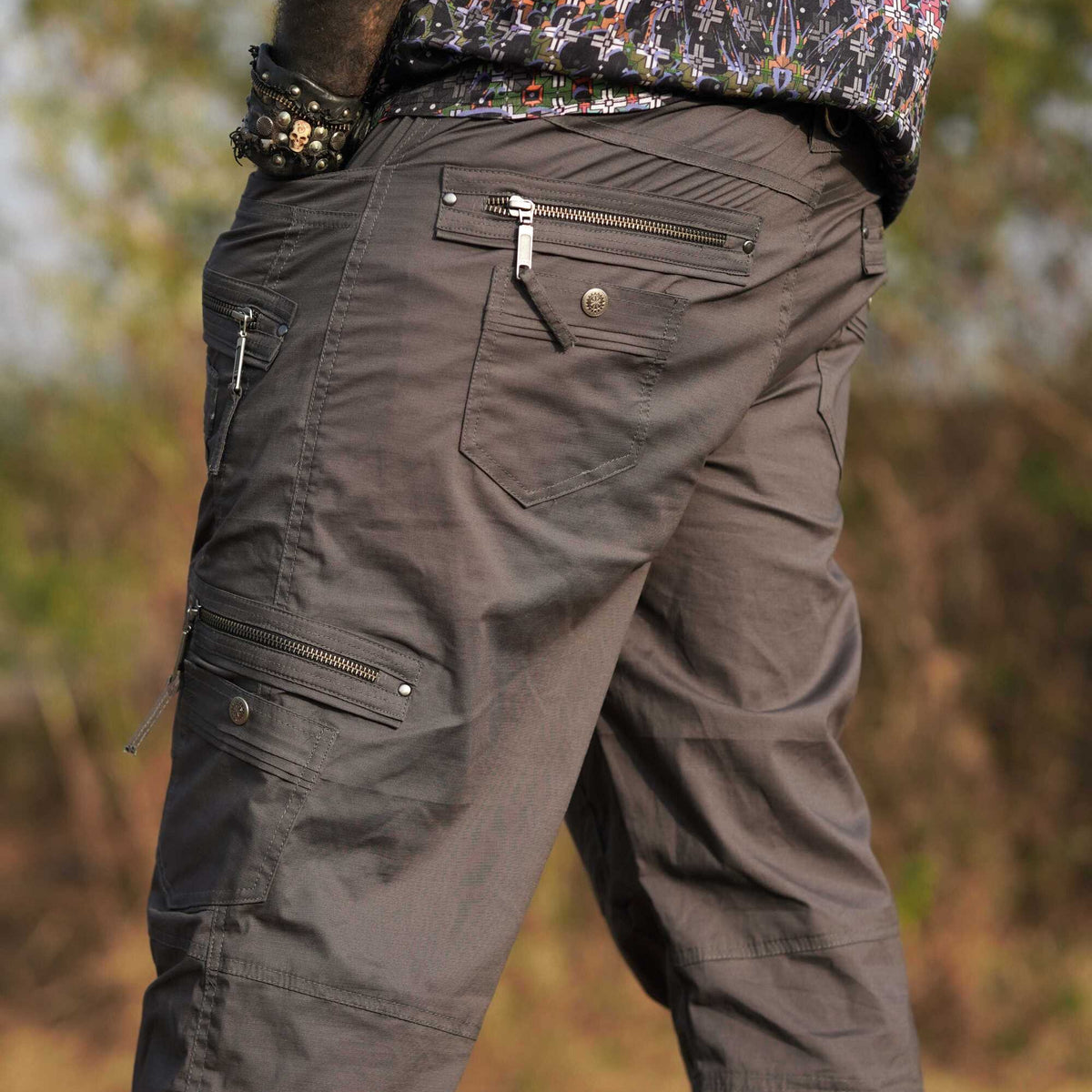 Managa Shorts - Men's Grey Cotton Multi-pocketed Cargo Shorts