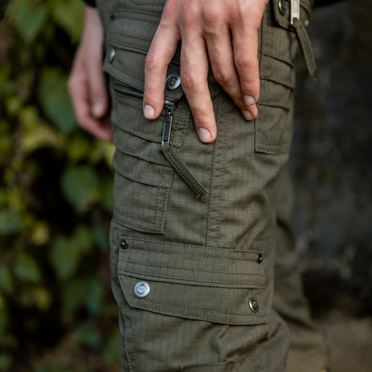Maya Shorts | Dark Green Cotton Rib stop Cargo Shorts for Men