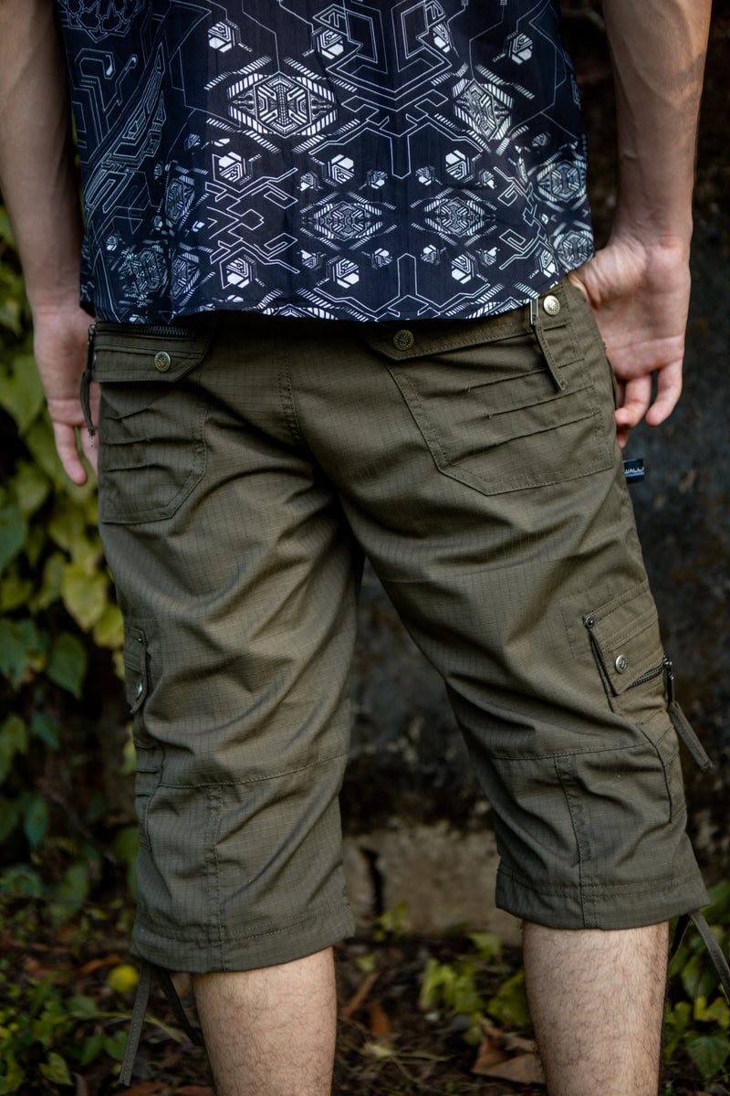 Maya Shorts | Dark Green Cotton Rib stop Cargo Shorts for Men