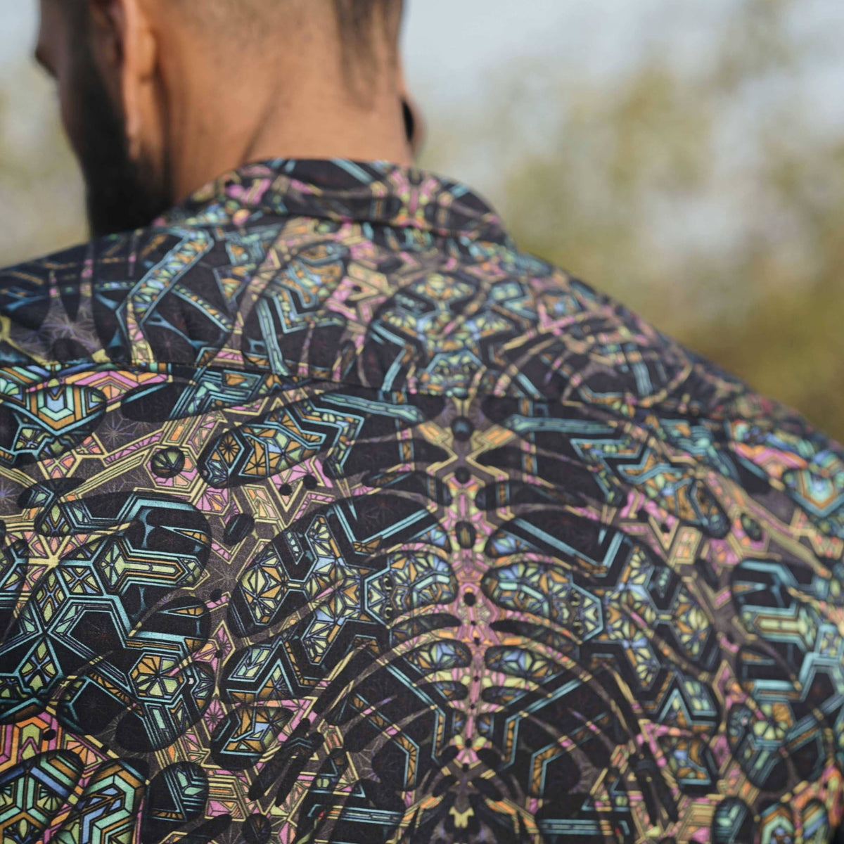 MIND FLARE | Men's Bamboo Shirts | Psychedelic Glitch Pattern Shirt