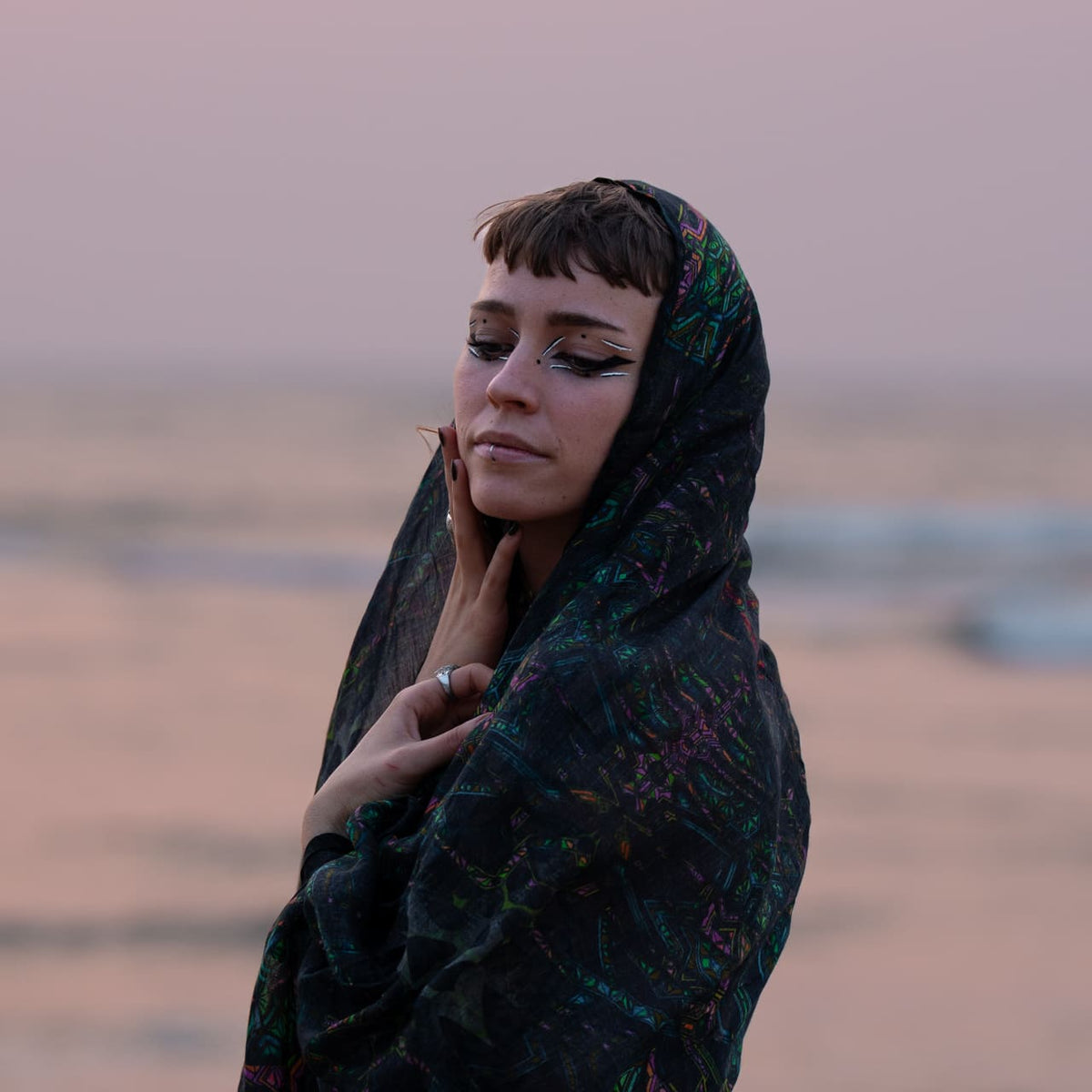 mind flare rave swimwear bikini with matching scarf tied beach look