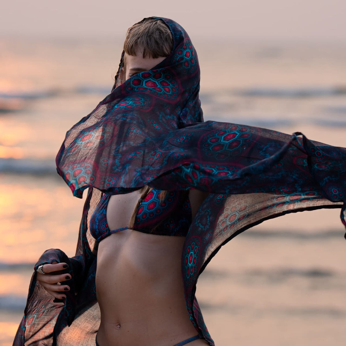 psychedelic molecule haze bikini set for women beach rave outfit