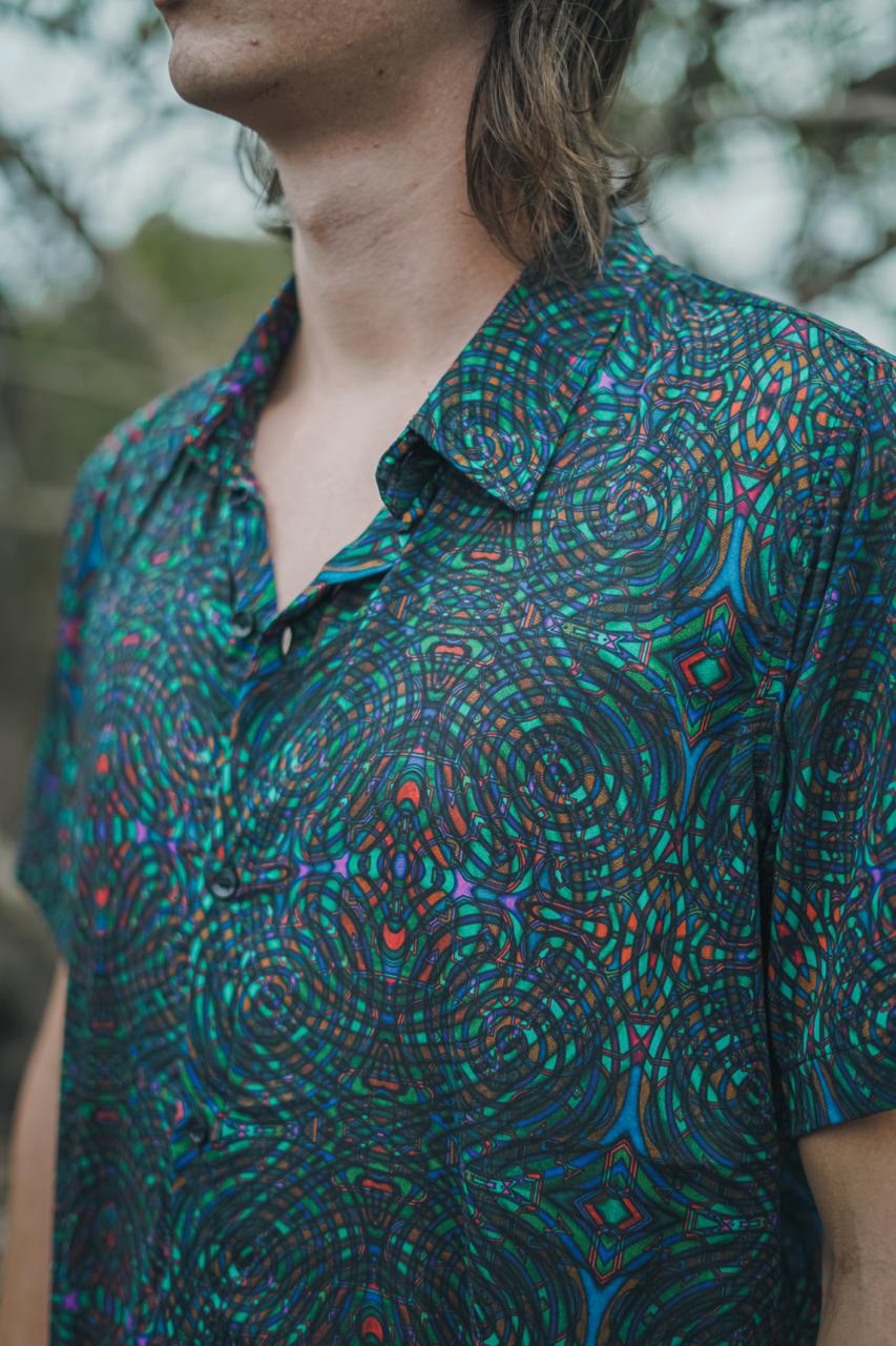 bamboo modal shirt button-up collar and fabric close-up