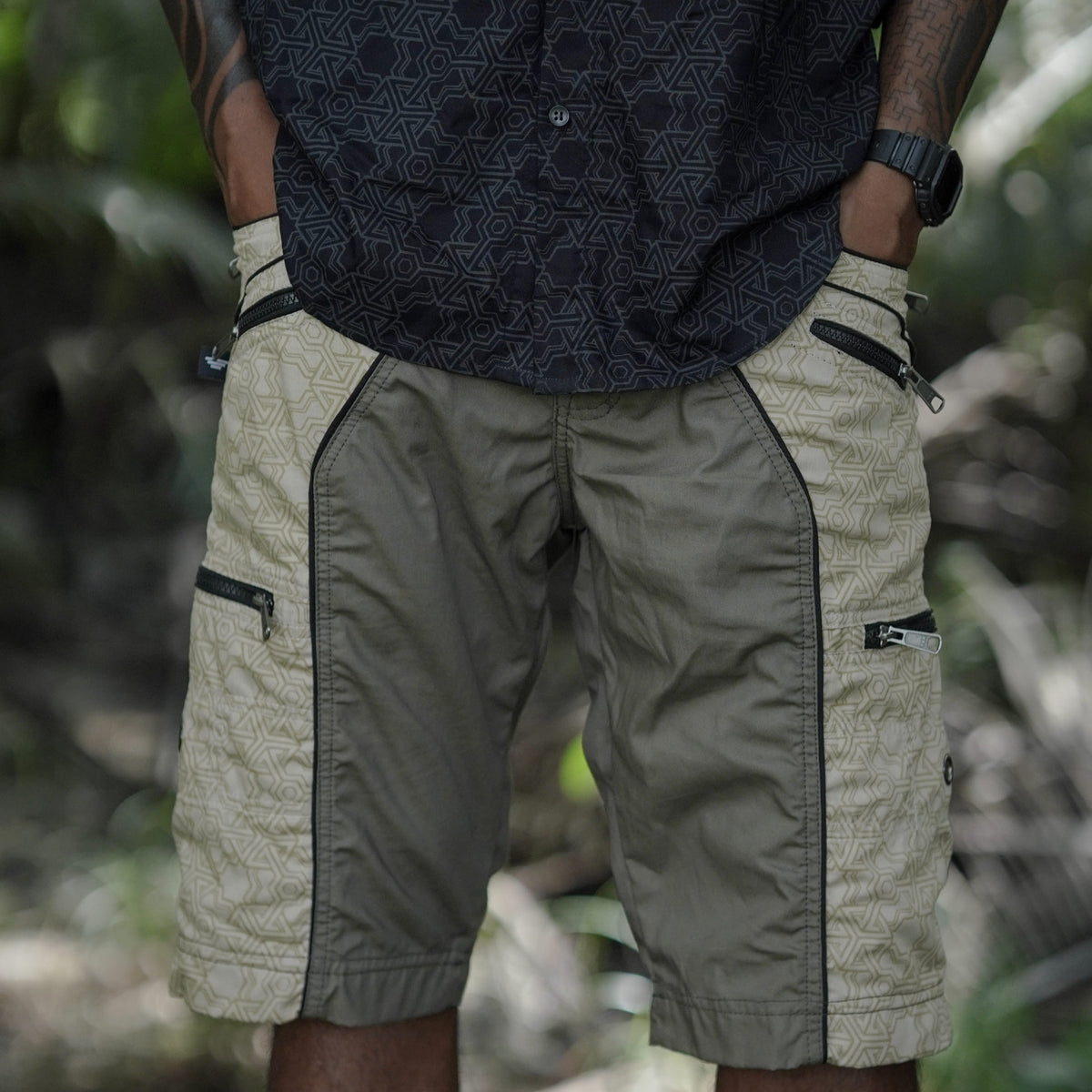 PYTHAGORAS | Men's Beige-Khaki NY Shorts | Multipocket Utility Cargo Shorts
