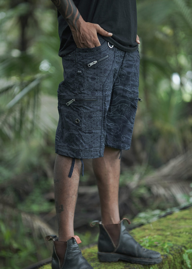 PYTHAGORAS XINGLIN | Men's NY Shorts Navy Blue | Goa Festival Raver Cargo Shorts