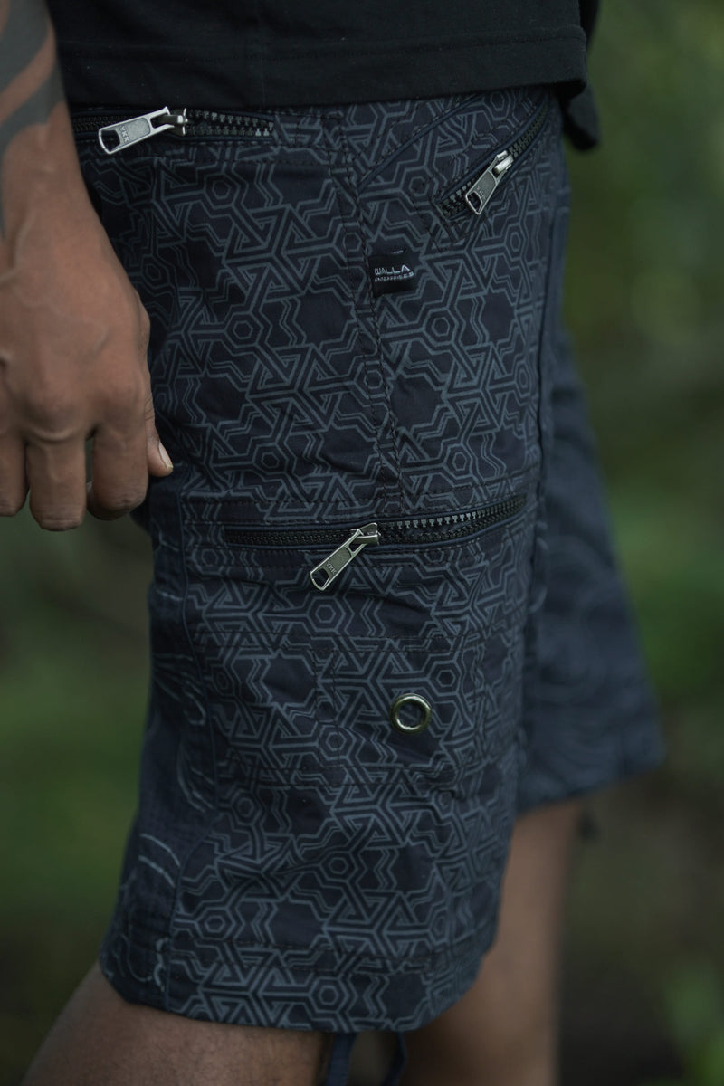 PYTHAGORAS XINGLIN | Men's NY Shorts Navy Blue | Goa Festival Raver Cargo Shorts