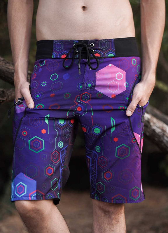 psychedelic molecule swim shorts side angle