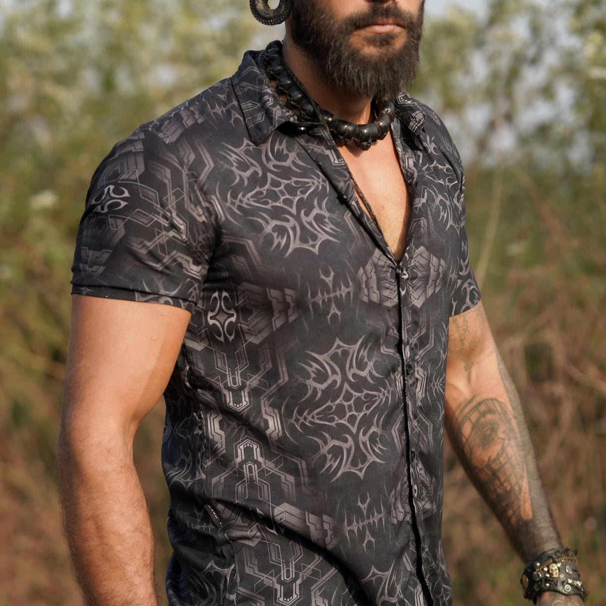PIRATES OF CHAPORA| Men's Bamboo Shirts | Gothic Skull Print Shirt