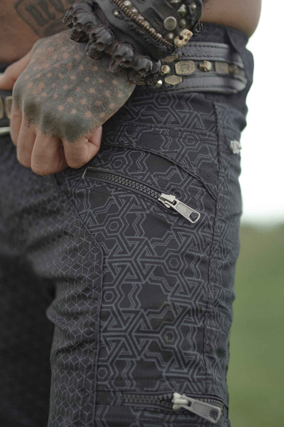 Pythagoras Abstract - Black NY Men's Multi Pocketed Cargo Pants