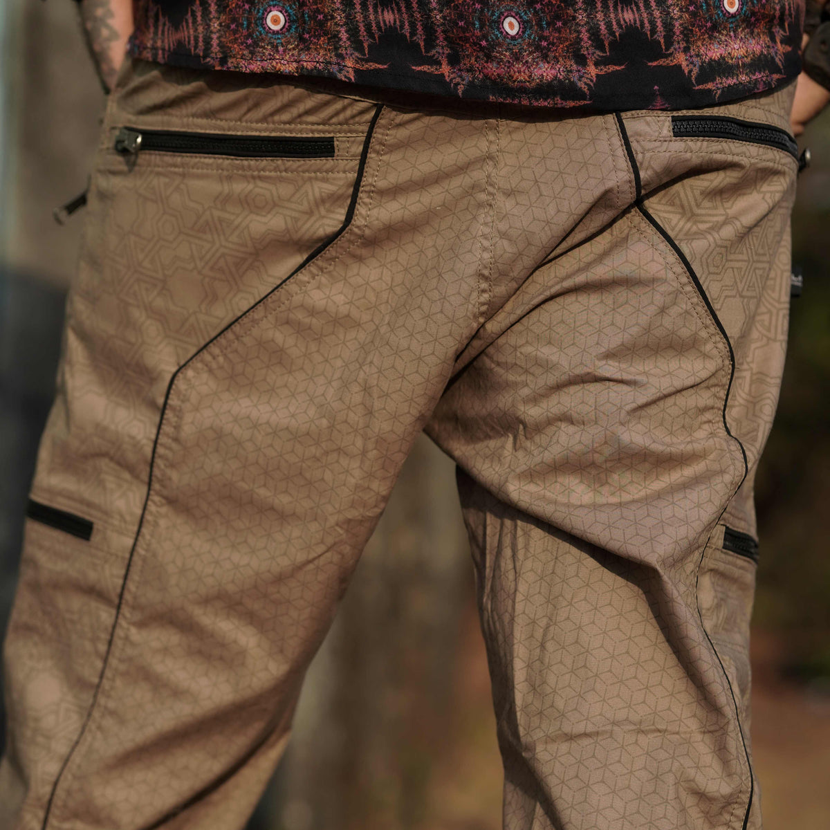 Pythagoras Abstract - Caramel Beige NY Men's Cargo Pants | Geometric Print Pants