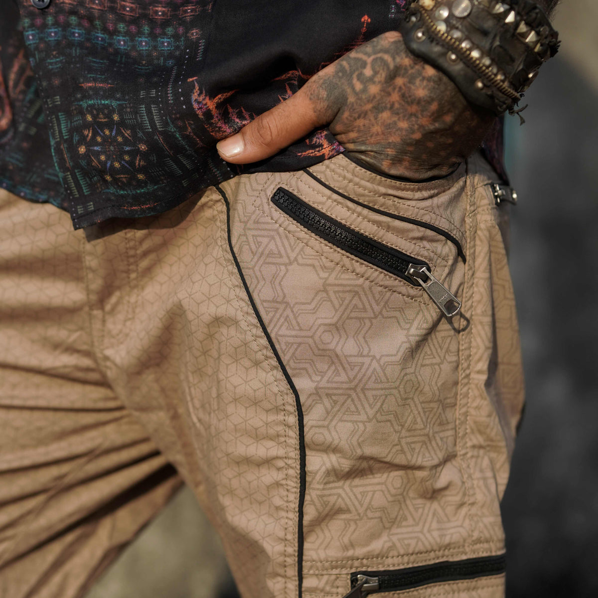 Pythagoras Abstract - Caramel Beige NY Men's Cargo Pants | Geometric Print Pants