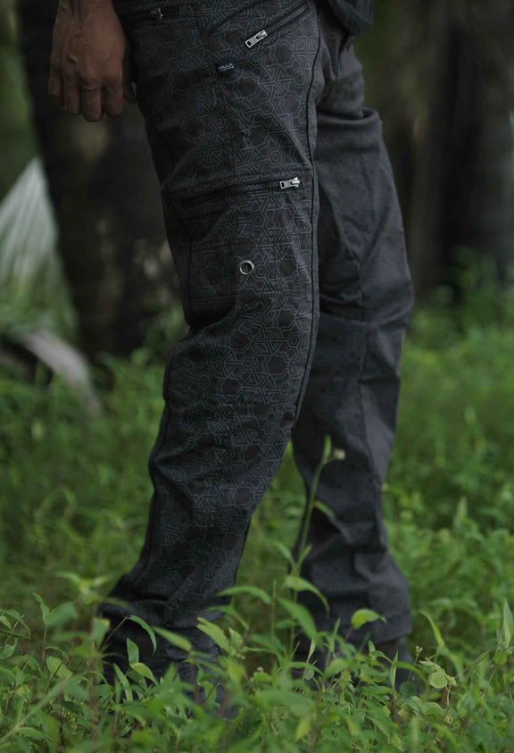 Pythagoras Yantra Grey - Psytrance Festival NY Pants for Men