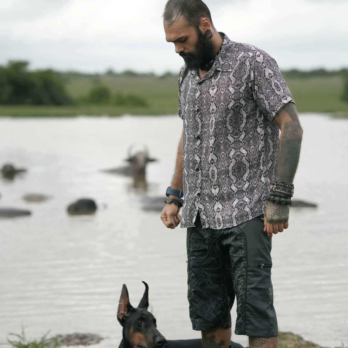 Python Swirl | Men's Bamboo Shirts | Psychedelic Python Abstract print