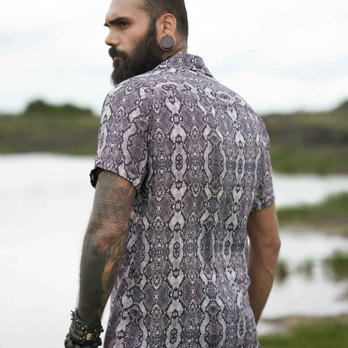 Python Swirl | Men's Bamboo Shirts | Psychedelic Python Abstract print