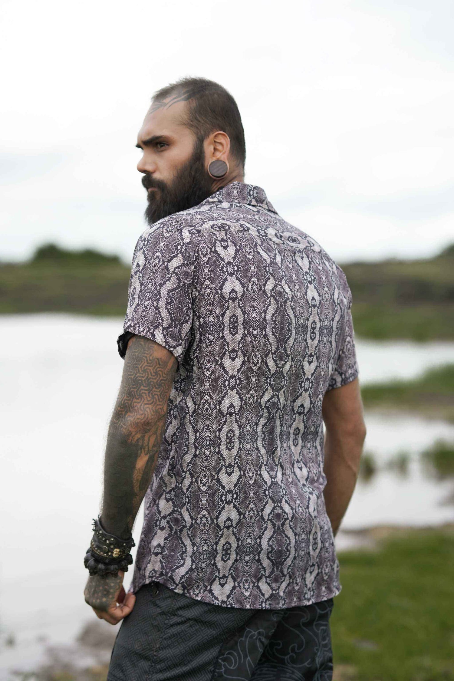 Python Swirl | Men's Bamboo Shirts | Psychedelic Python Abstract print
