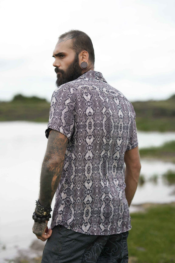 Python Swirl | Men's Bamboo Shirts | Psychedelic Python Abstract print