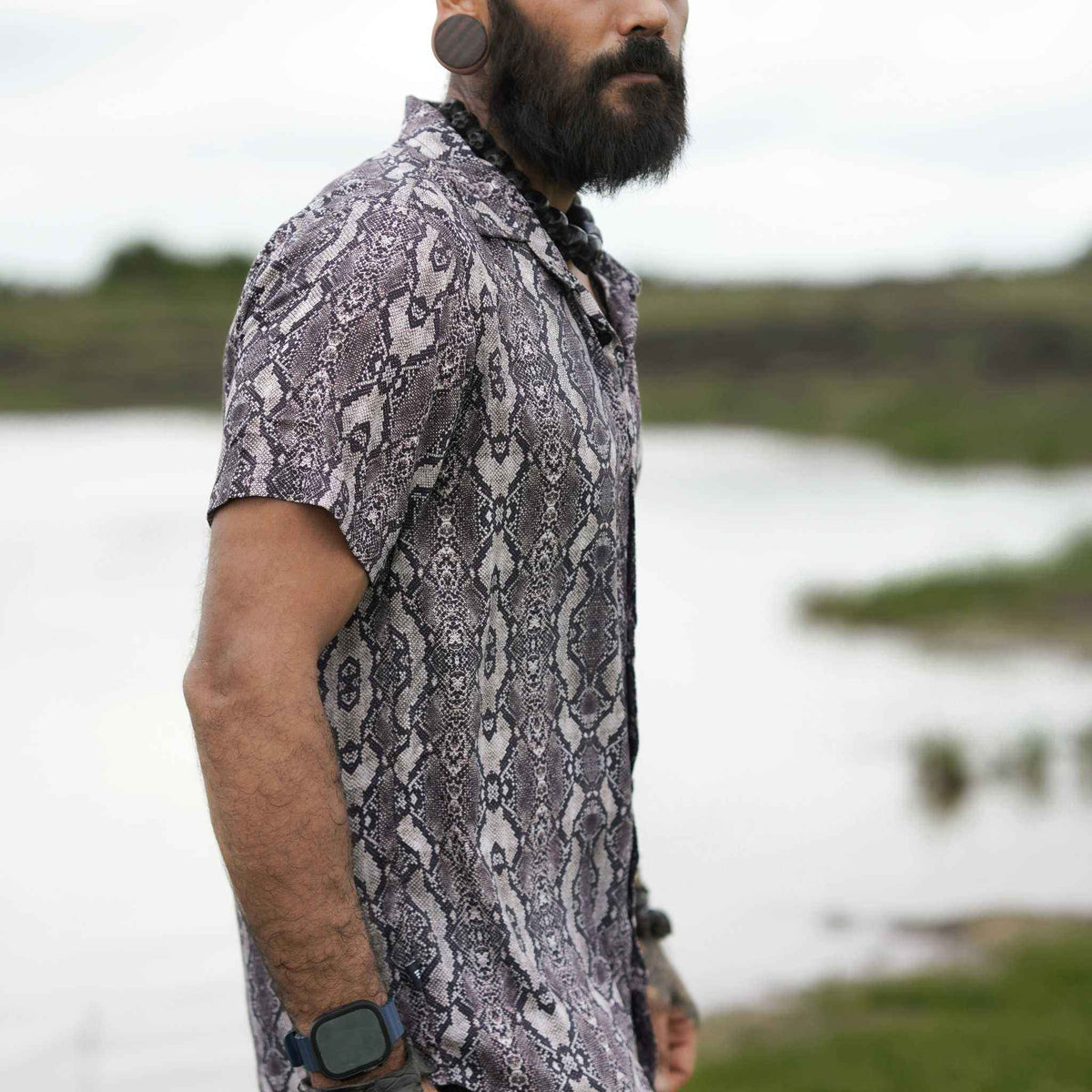 Python Swirl | Men's Bamboo Shirts | Psychedelic Python Abstract print