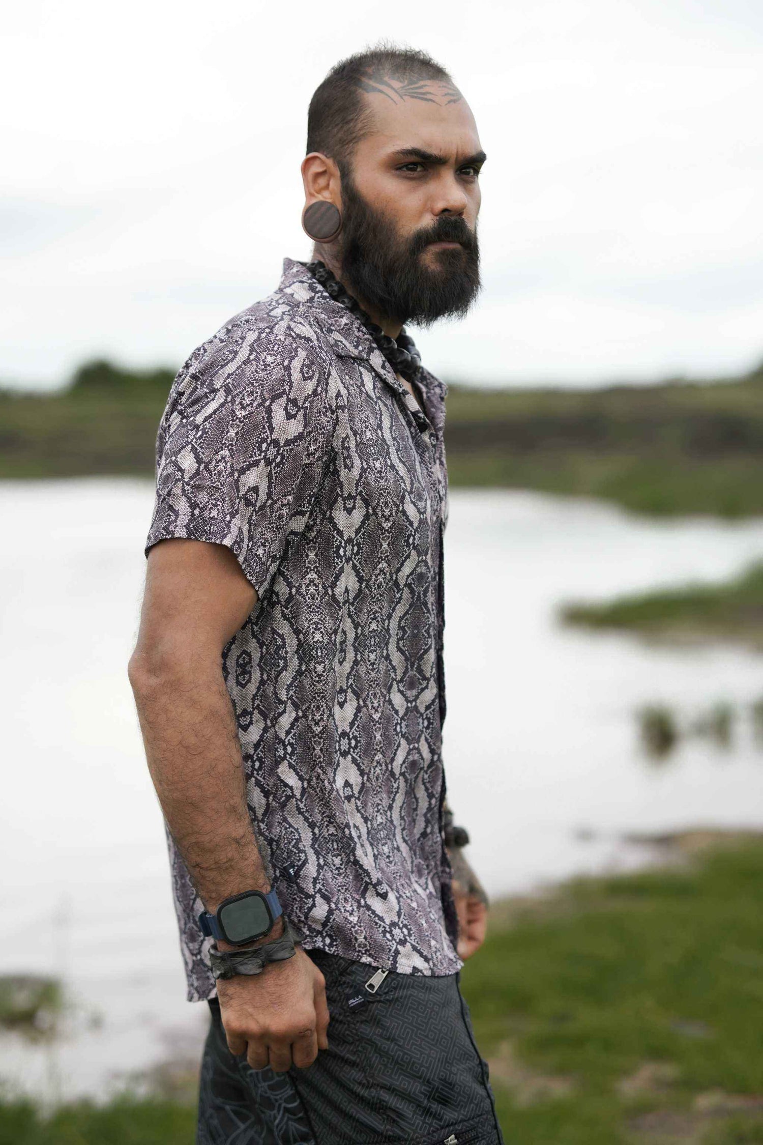 Python Swirl | Men's Bamboo Shirts | Psychedelic Python Abstract print