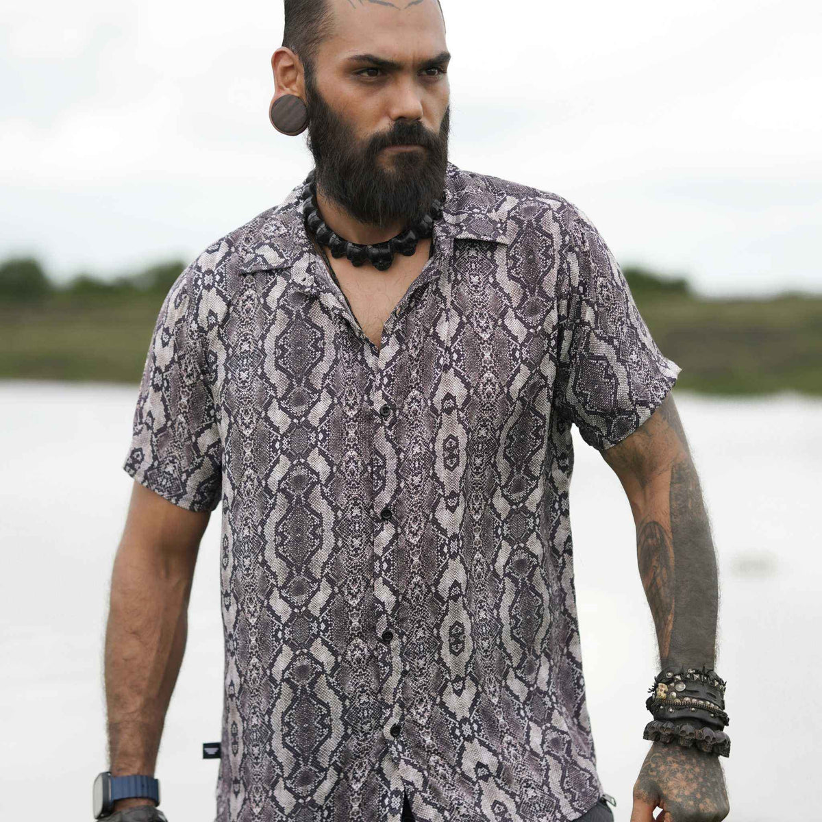 Python Swirl | Men's Bamboo Shirts | Psychedelic Python Abstract print